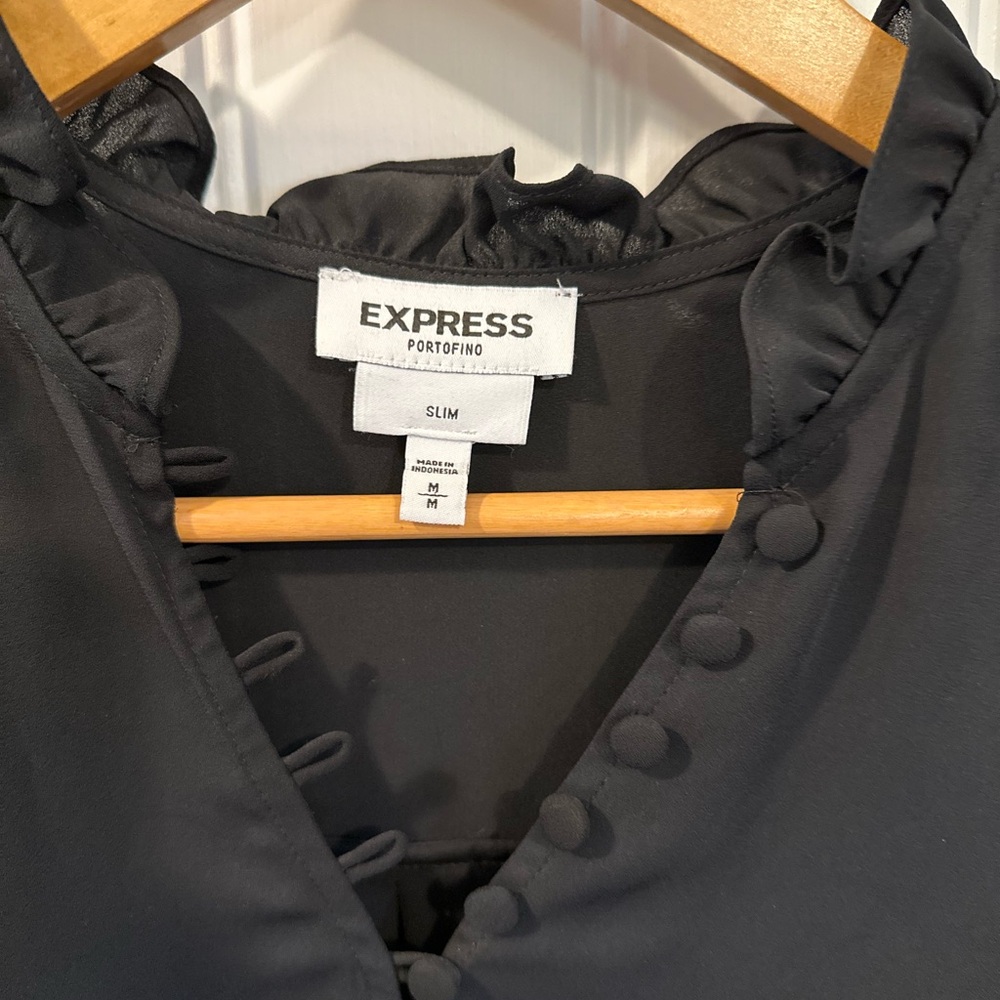 Express Black Button-Up Blouse - image 3